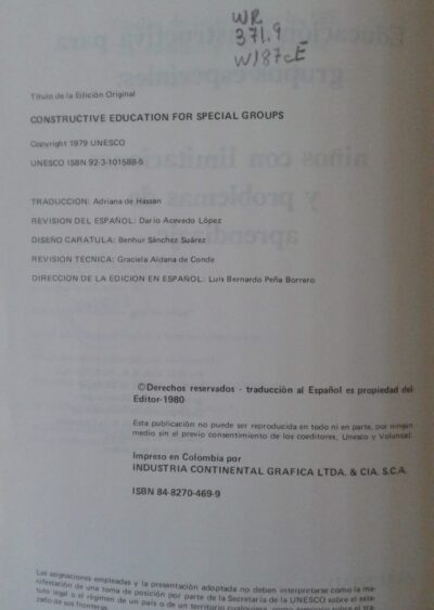 Educación constructiva para grupos especiales: niños con problemas de aprendizaje