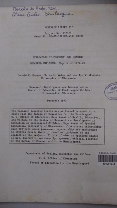 Evaluation of programs for hearing impaired children: report of 1972-73 - Imagem 3