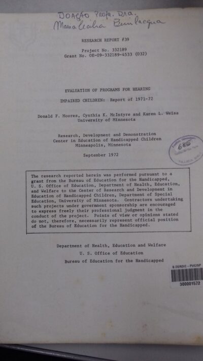 Evaluation of programs for hearing impaired children: report of 1971-72 - Imagem 3