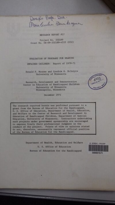 Evaluation of programs for hearing impaired children: report of 1970-71 - Imagem 3