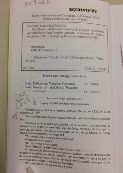 Deficiência e trabalho: redimensionando o singular no contexto universal