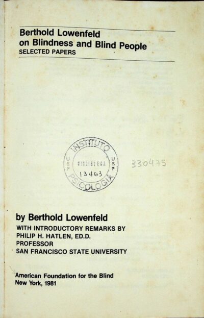 Berthold Lowenfeld on blindness and blind people: selected papers - Imagem 2
