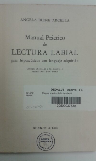 Manual practico de lectura labial para hipoacusicos con lenguaje adquirido - Imagem 2