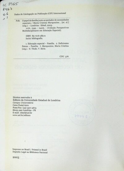 Perspectivas multidisciplinares em educação especial: o papel da família junto ao portador de necessidades especiais - Imagem 3