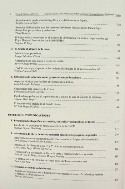 Actas del Congreso Estatal sobre Prestación de Servicios para Personas Ciegas y Deficientes Visuales: area de cultura y desportes - Imagem 5
