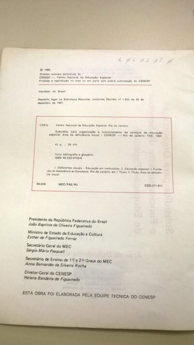 Subsídios para organização e funcionamento de serviços de educação especial: área da deficiência visual - Imagem 2