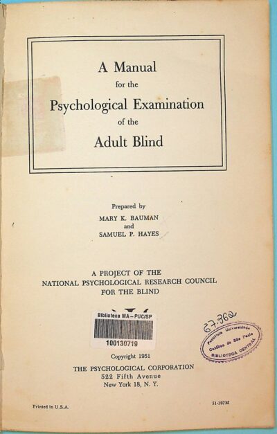 A manual for the psychological examination of the adult blind - Imagem 2