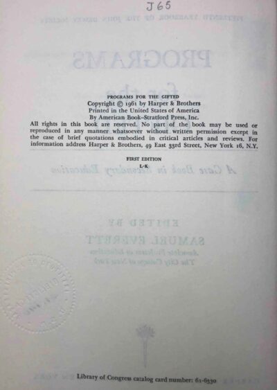 Programs for the gifted: a case book in secondary education