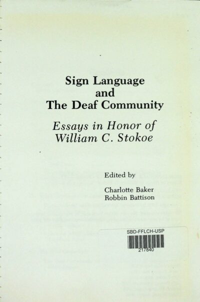 Sign language and the deaf community: essays in honor of William C. Stokoe - Imagem 2