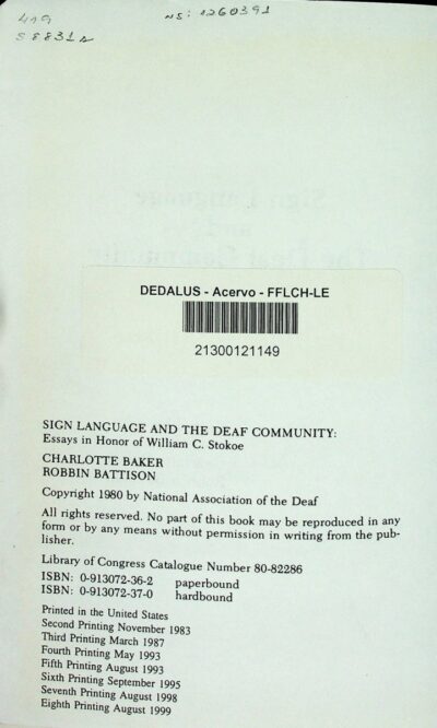 Sign language and the deaf community: essays in honor of William C. Stokoe - Imagem 3