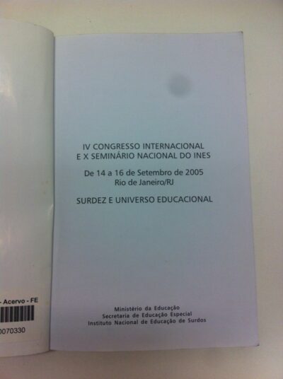 Anais do Congresso: Surdez e universo educacional - Imagem 2