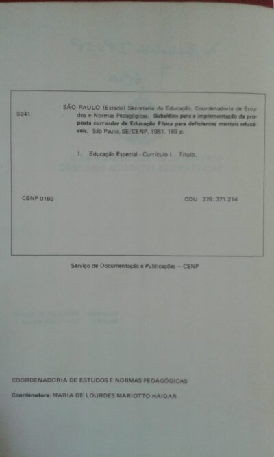 Subsídios para a implementação da proposta curricular de educação física para deficientes mentais educáveis - Imagem 2