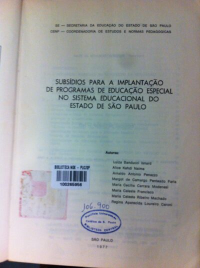 Subsídios para a implantação de programas de educação especial no sistema educacional do Estado de São Paulo - Imagem 3