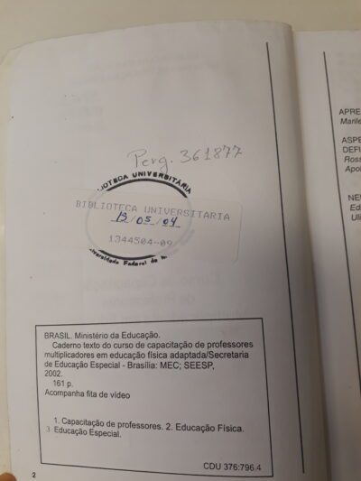 Caderno texto do curso de capacitação de professores multiplicadores em educação física-adaptada - Image 2