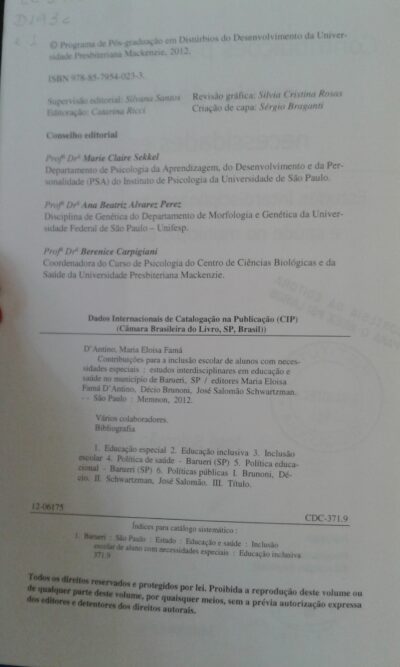 Contribuições para a inclusão escolar de alunos com necessidades especiais: estudos interdisciplinares em educação e saúde no município de Barueri - Image 2